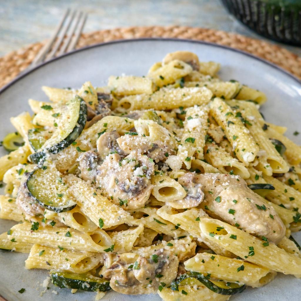 Creamy Zucchini & Mushroom Pasta