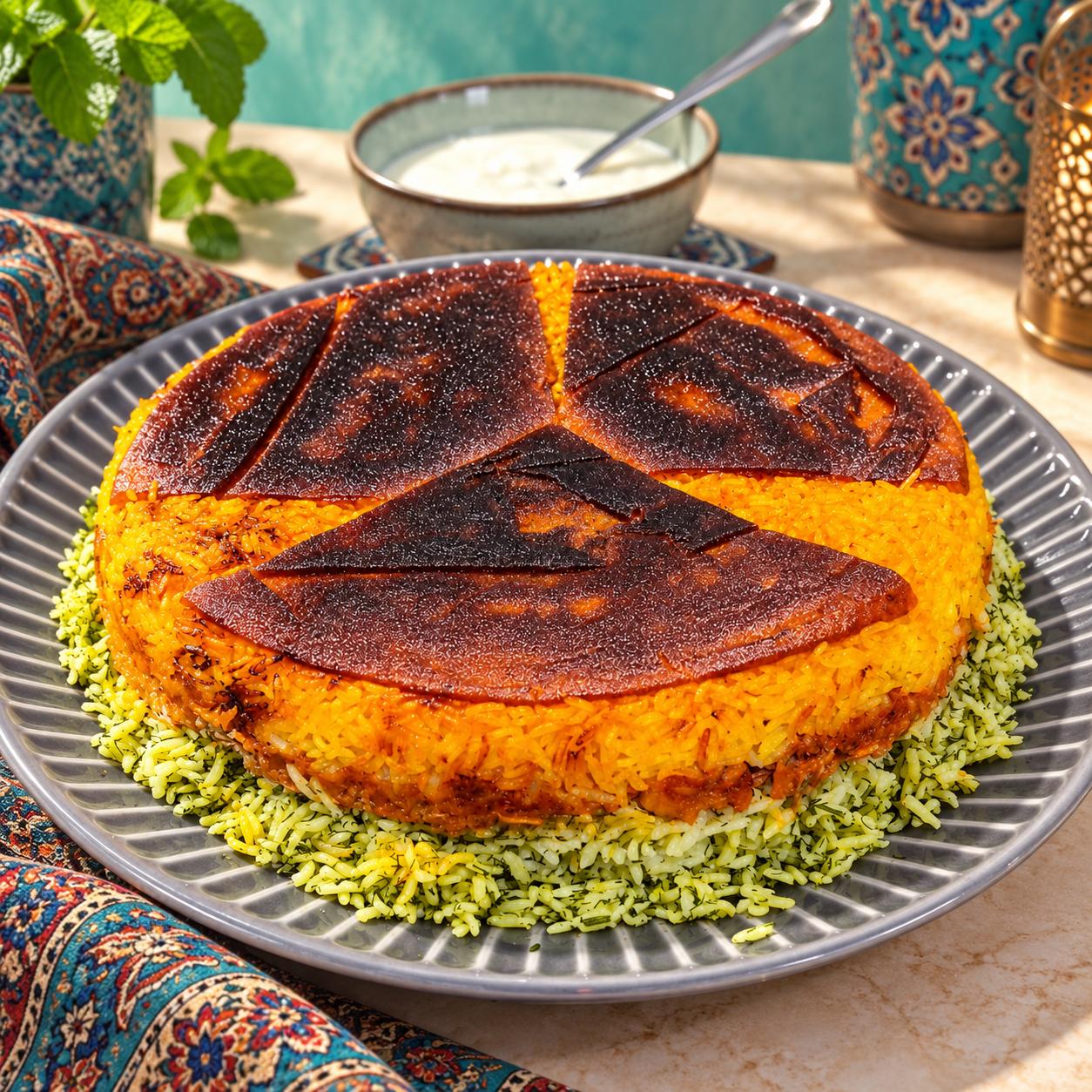 Layered Tuna, Tomato & Dill Persian Rice